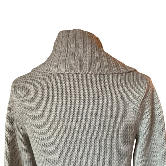 POET - Gray Knit Sweater - V-neck shawl collar with front pocket - Medium - Picture 7 of 11